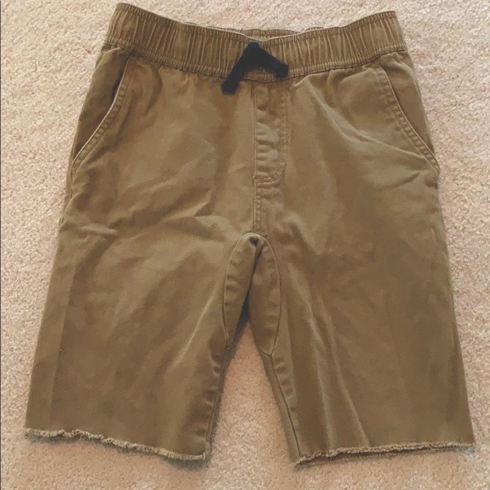 Tucker + Tate Elastic Waist Frayed Edge Drop Crotch Shorts Boys Size M Tan Brown